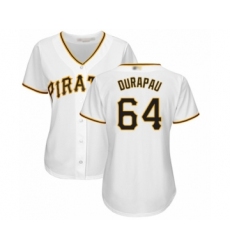 Women's Pittsburgh Pirates #64 Montana DuRapau Authentic White Home Cool Base Baseball Player Jersey