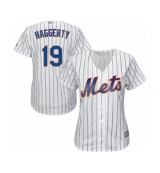 Women's New York Mets #19 Sam Haggerty Authentic White Home Cool Base Baseball Player Jersey