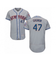 Men's New York Mets #47 Drew Gagnon Grey Road Flex Base Authentic Collection Baseball Player Jersey