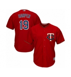 Youth Minnesota Twins #19 Ryne Harper Authentic Scarlet Alternate Cool Base Baseball Player Jersey