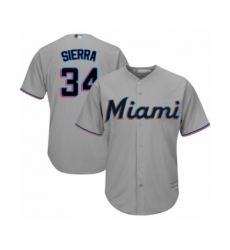 Youth Miami Marlins #34 Magneuris Sierra Authentic Grey Road Cool Base Baseball Player Jersey