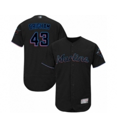 Men's Miami Marlins #43 Jeff Brigham Black Alternate Flex Base Authentic Collection Baseball Player Jersey