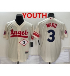 Youth Los Angeles Angels #3 Taylor Ward Number Cream 2022 City Connect Cool Base Stitched Jersey