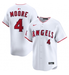 Men's Los Angeles Angels #4 Christian Moore White Home Limited Stitched Baseball Jersey