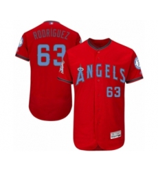 Men's Los Angeles Angels of Anaheim #63 Jose Rodriguez Authentic Red 2016 Father's Day Fashion Flex Base Baseball Player Jersey