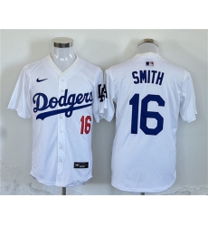 Men's Los Angeles Dodgers #16 Will Smith White Home Limited Stitched Baseball Jersey