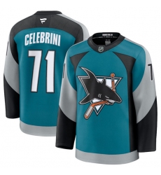 Men's San Jose Sharks #71 Macklin Celebrini Teal 2025 Alternate Stitched Hockey Jersey