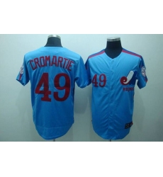 Mitchell and Ness Expos #49 Warren Cromartie Blue Stitched Throwback Baseball Jersey