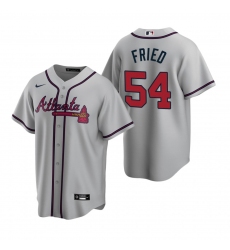 Men's Nike Atlanta Braves #54 Max Fried Gray Road Stitched Baseball Jersey