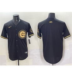 Men's Chicago Cubs Blank Black Gold Limited Stitched Baseball Jersey