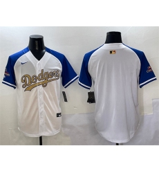Men's Los Angeles Dodgers Blank White Royal Gold 2024 World Series Champions Vapor Limited Stitched Baseball Jersey