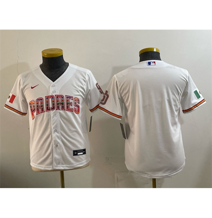 Youth San Diego Padres Blank White Mexico Cool Base Stitched Baseball Jersey