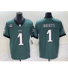 Men's Philadelphia Eagles #1 Jalen Hurts Green 2023 F.U.S.E. Vapor Untouchable C Stitched Football Jersey