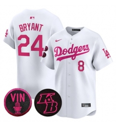 Men's Los Angeles Dodgers Front #8 Back #24 Kobe Bryant White 2026 Mother’s Day Vapor Premier Limited Stitched Baseball Jersey
