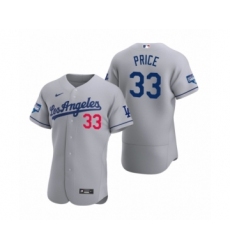 Men's Los Angeles Dodgers #33 David Price Gray 2020 World Series Champions Road Authentic Jersey