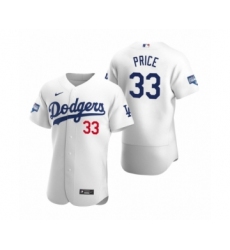 Men's Los Angeles Dodgers #33 David Price White 2020 World Series Champions Authentic Jersey