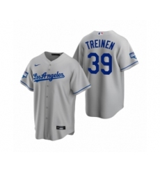 Men's Los Angeles Dodgers #39 Blake Treinen Gray 2020 World Series Champions Road Replica Jersey