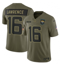 Men's Jacksonville Jaguars #16 Trevor Lawrence Olive 2025 Salute to Service Limited Football Stitched Jersey