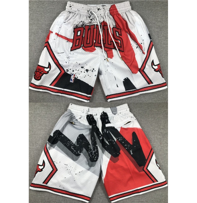Men's Chicago Bulls White Red Shorts (Run Small)