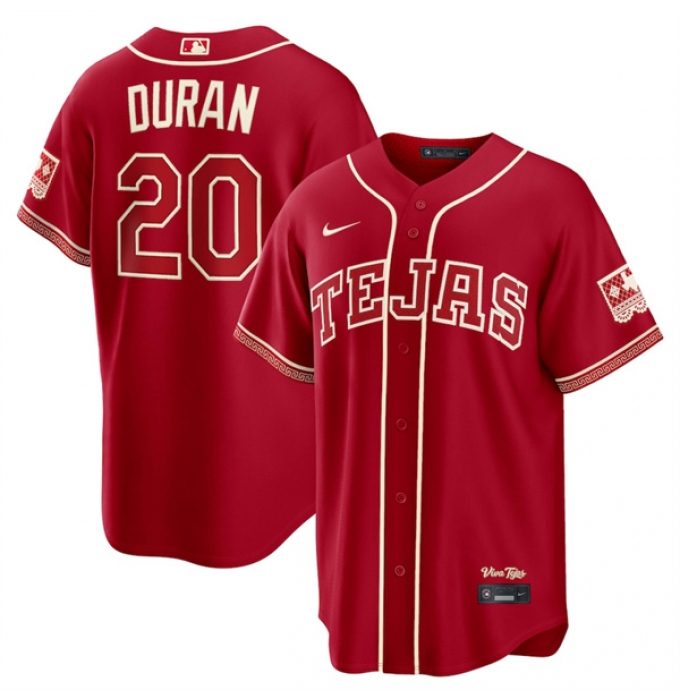 Men's Texas Rangers #20 Ezequiel Durán Red 2026 City Connect Stadium Stitched Baseball Jersey