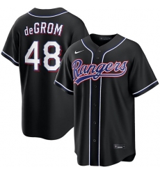 Men's Texas Rangers #48 Jacob Degrom 2026 Black Out Fashion Nike Jersey