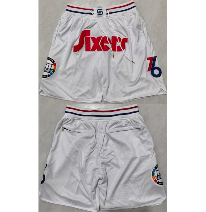Men's Philadelphia 76ers White Shorts (Run Small)
