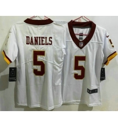 Women's Washington Commanders #5 Jayden Daniels Limited White Vapor Jersey