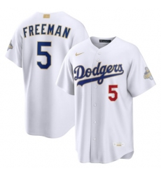 Men's Los Angeles Dodgers #5 Freddie Freeman Nike White 2026 Gold Collection Stadium Jersey