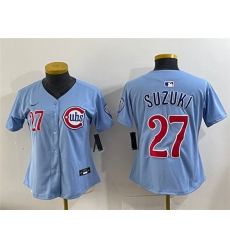 Youth Chicago Cubs #27 Seiya Suzuki Blue 2024-25 2nd Alternate Limited Stitched Baseball Jersey