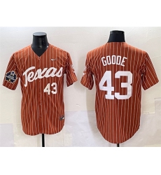 Men's Texas Longhorns #43 Leighann Goode Orange Pinstripe 2025 World Series & SEC Patch Stitched Jersey