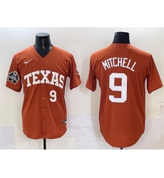 Men's Texas Longhorns #9 Joley Mitchell Orange 2025 World Series & SEC Patch Stitched Jersey
