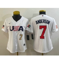 Womens USA Baseball #7 Tim Anderson Number 2023 White World Classic Stitched Jersey