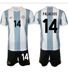 Men's Argentina #14 Palacos White Blue 2024-25 50th Anniversary Home Soccer Jersey Suit
