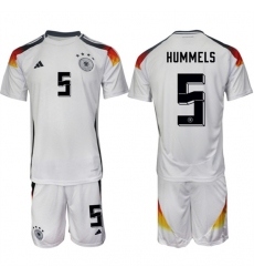Men's Germany #5 Hummels White 2024-25 Home Soccer Jersey Suit