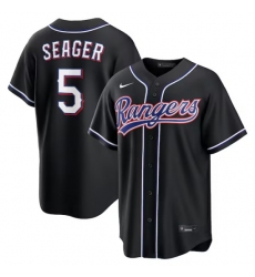 Men Texas Rangers #5 Corey Seager Fashion Replica Black Out Jersey