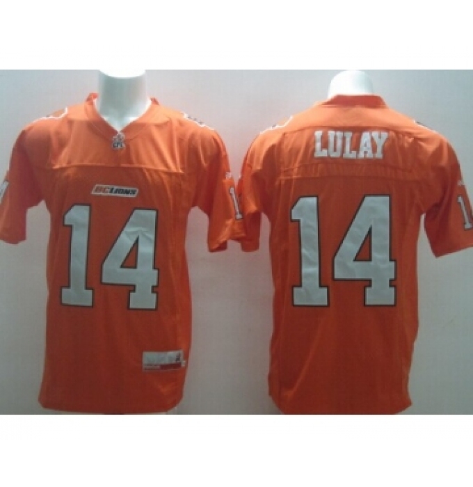 CFL BC Lions #14 Travis Lulay Orange Jersey