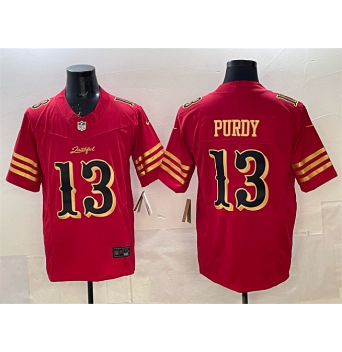 Men's San Francisco 49ers #13 Brock Purdy Red Gold 2025 F.U.S.E. “Rivalries” Vapor Limited Football Stitched Jersey