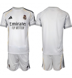 Men's Real Madrid Blank 25-26 White Home Soccer Jersey Suit