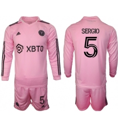 Men's Inter Miami CF #5 sergio 2023-24 Pink Home Soccer Jersey Suit