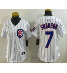Women's Chicago Cubs #7 Dansby Swanson White Limited Stitched Jersey
