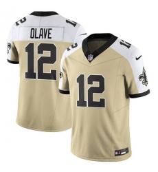 Men's New Orleans Saints #12 Chris Olave Gold White Alternate 2025 F.U.S.E. Vapor Limited Football Stitched Jersey