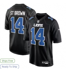 Men's Detroit Lions #14 Amon-Ra St. Brown Nike Carbon Black Carbon Fashion Jersey