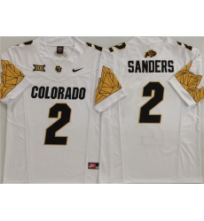 Men's Colorado Buffaloes #2 Shadeur Sanders White With XII 2025 F.U.S.E. Stitched Football Jersey