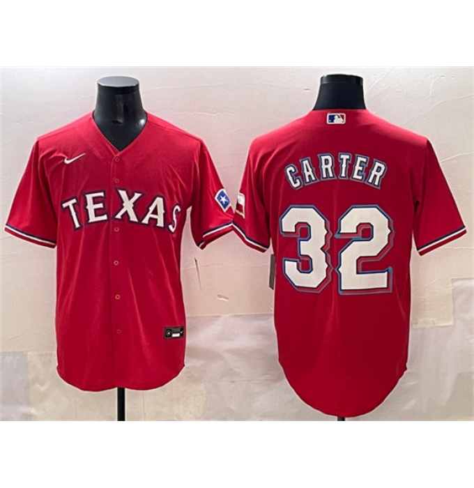 Men's Texas Rangers #32 Evan Carter Red Cool Base Stitched Baseball Jersey