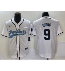 Men's Carolina Panthers #9 Bryce Young White Cool Base Stitched Baseball Jersey