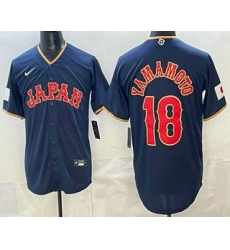 Men's Japan #18 Yoshinobu Yamamoto Navy 2026 World Baseball Classic Cool Base Jersey