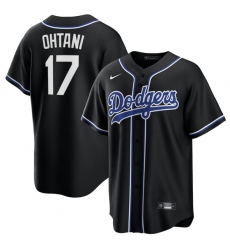 Men's Los Angeles Dodgers #17 Shohei Ohtani Black Lights Out Limited Stitched Baseball Jersey