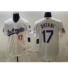 Men's Los Angeles Dodgers #17 Shohei Ohtani White 2026 Gold Collection 9x & B2B Champs Stitched Baseball Jersey
