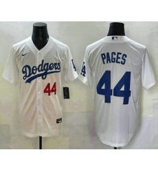 Men's Los Angeles Dodgers #44 Andy Pages Number White Cool Base Stitched Jersey