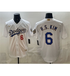 Men's Los Angeles Dodgers #6 H.S.Kim White 2026 Gold Collection Stadium Stitched Baseball Jersey